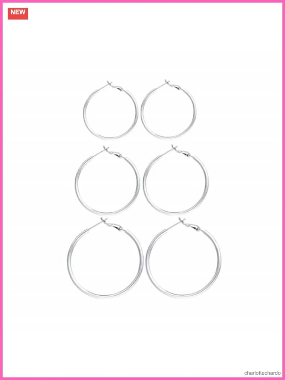 3 Pairs Sterling Silver Large Hoop Earrings Set for Women 40 50 60MM
